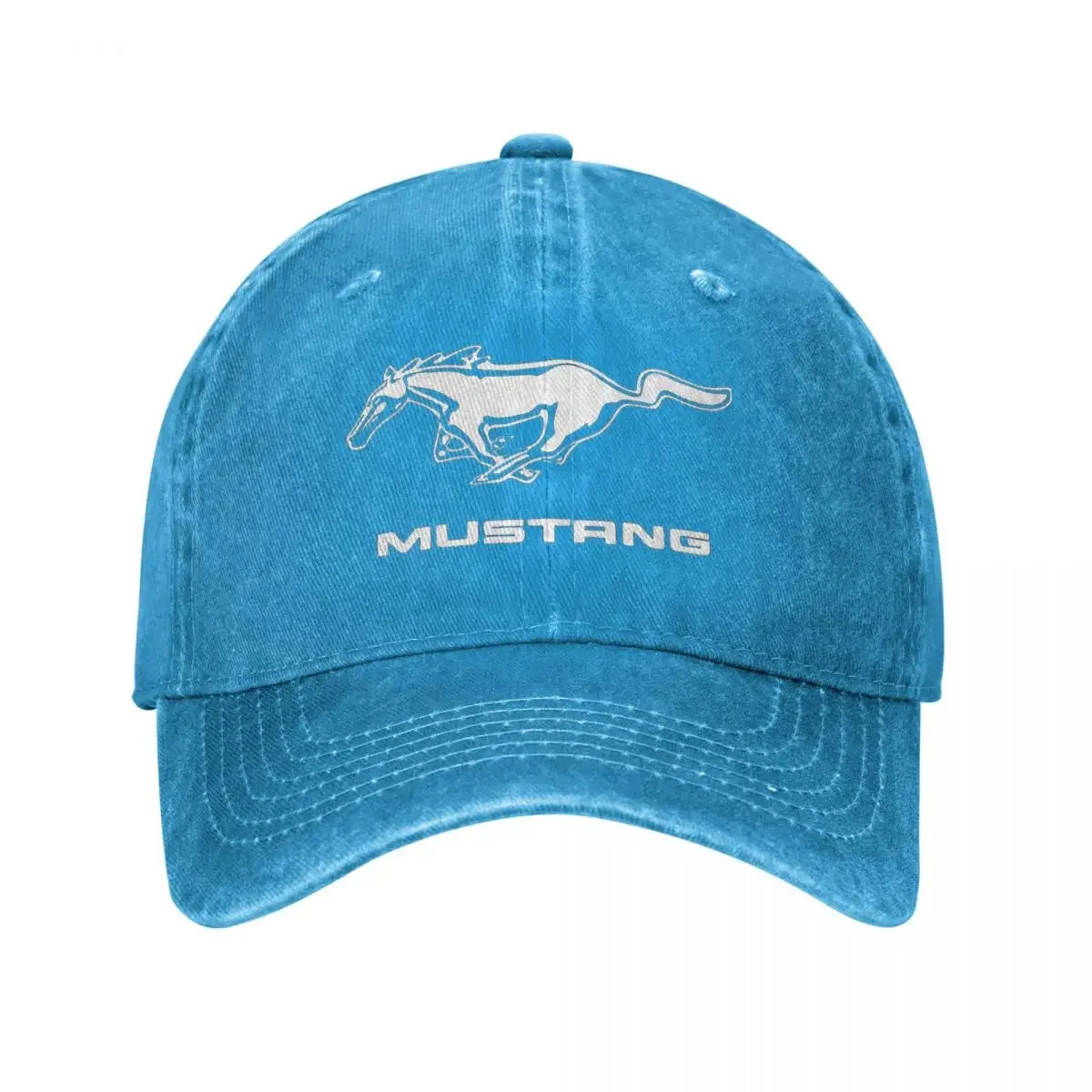 Classic Ford Mustang Logo Baseball Cap for Men Women Distressed Denim Washed Snapback Hat White Horse Unstructured Soft Caps Hat