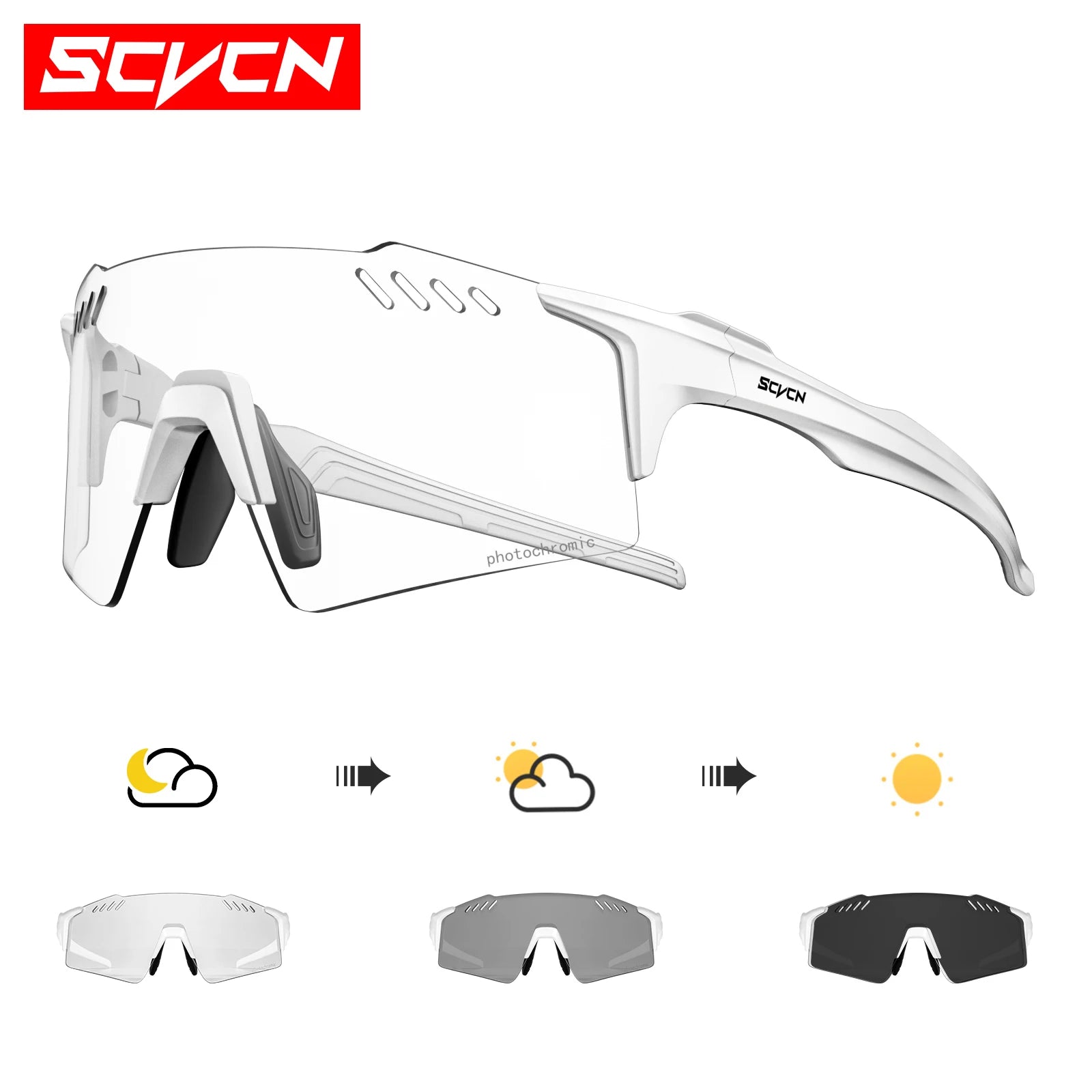 SCVCN Photochromic Sports Sunglasses for Men Cycling Glasses Mountain MTB Bike Road UV400 Bicycle Eyewear Sun Fashion Equipment