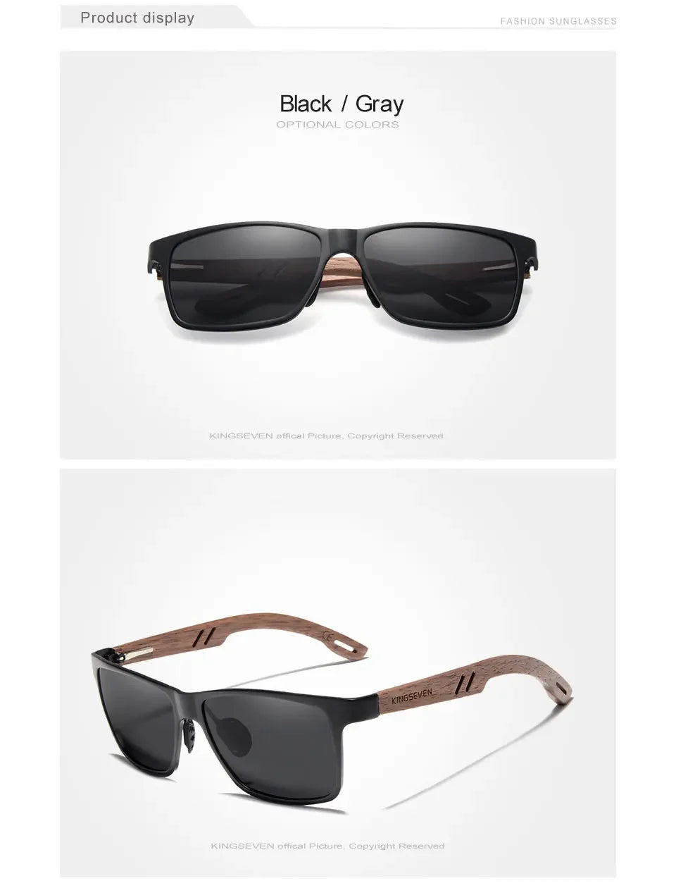 KINGSEVEN Aluminum Handmade Walnut Wooden Sunglasses Men High Quality Polarized Sun Glasses For Women Anti-Glare Mirror Lens