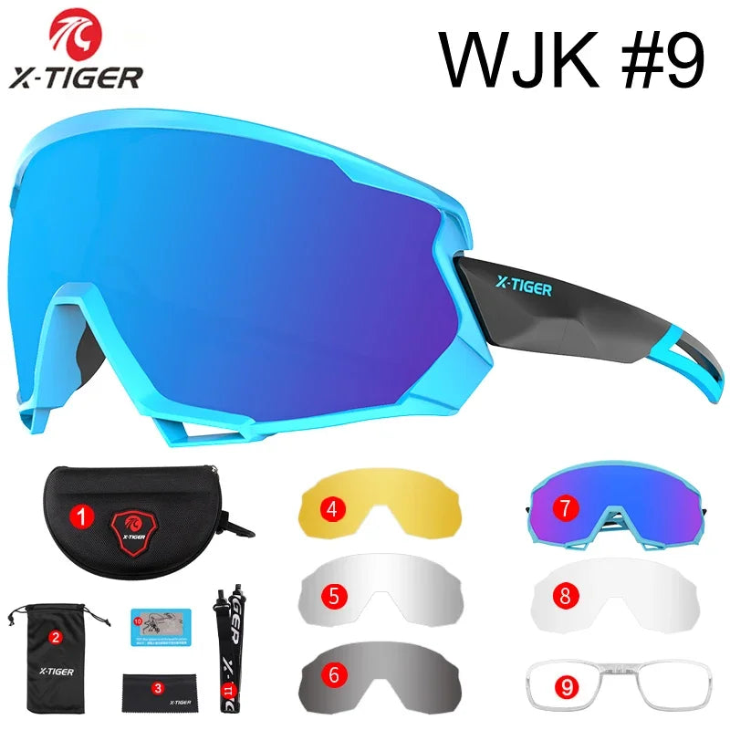 X-TIGER Bike Polarized Sports Sunglasses with 5 Interchangeable Lenses for Mens Womens Baseball Running Fishing Cycling Eyewear