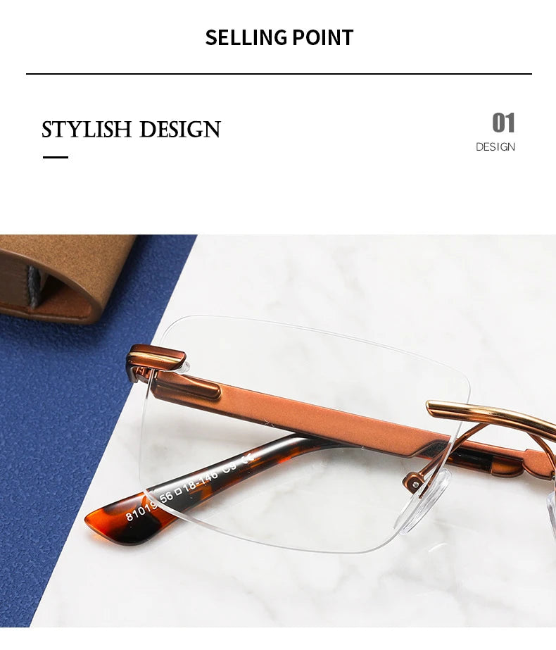 Fashion Titanium Rimless Eyeglasses Frame Brand designer Men Glasses Reading Glasses Optical Prescpriton Lenses Glasses