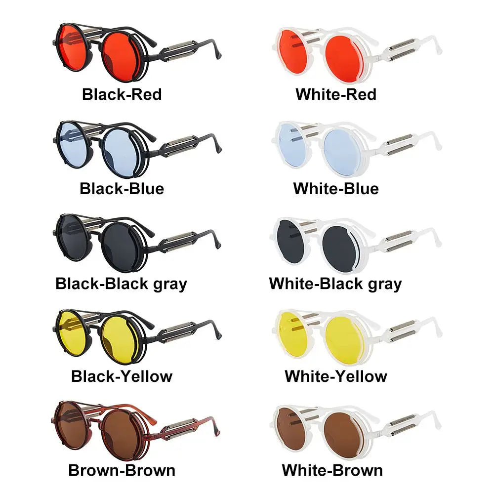 Gothic Style Punk UV400 Protection Men's Eyewear Round Sunglasses Steampunk Sunglasses Sun Glasses