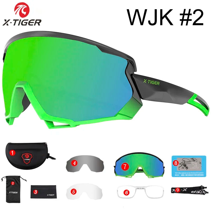 X-TIGER Bike Polarized Sports Sunglasses with 5 Interchangeable Lenses for Mens Womens Baseball Running Fishing Cycling Eyewear