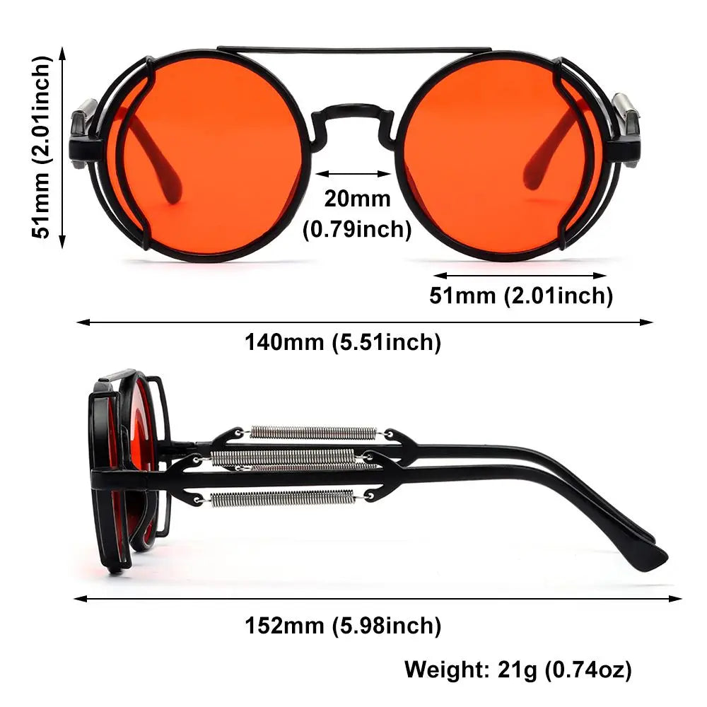 Gothic Style Punk UV400 Protection Men's Eyewear Round Sunglasses Steampunk Sunglasses Sun Glasses