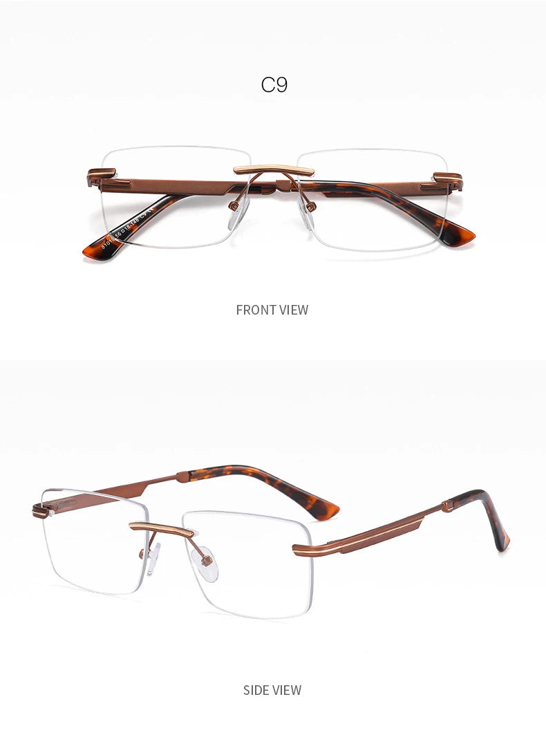 Fashion Titanium Rimless Eyeglasses Frame Brand designer Men Glasses Reading Glasses Optical Prescpriton Lenses Glasses