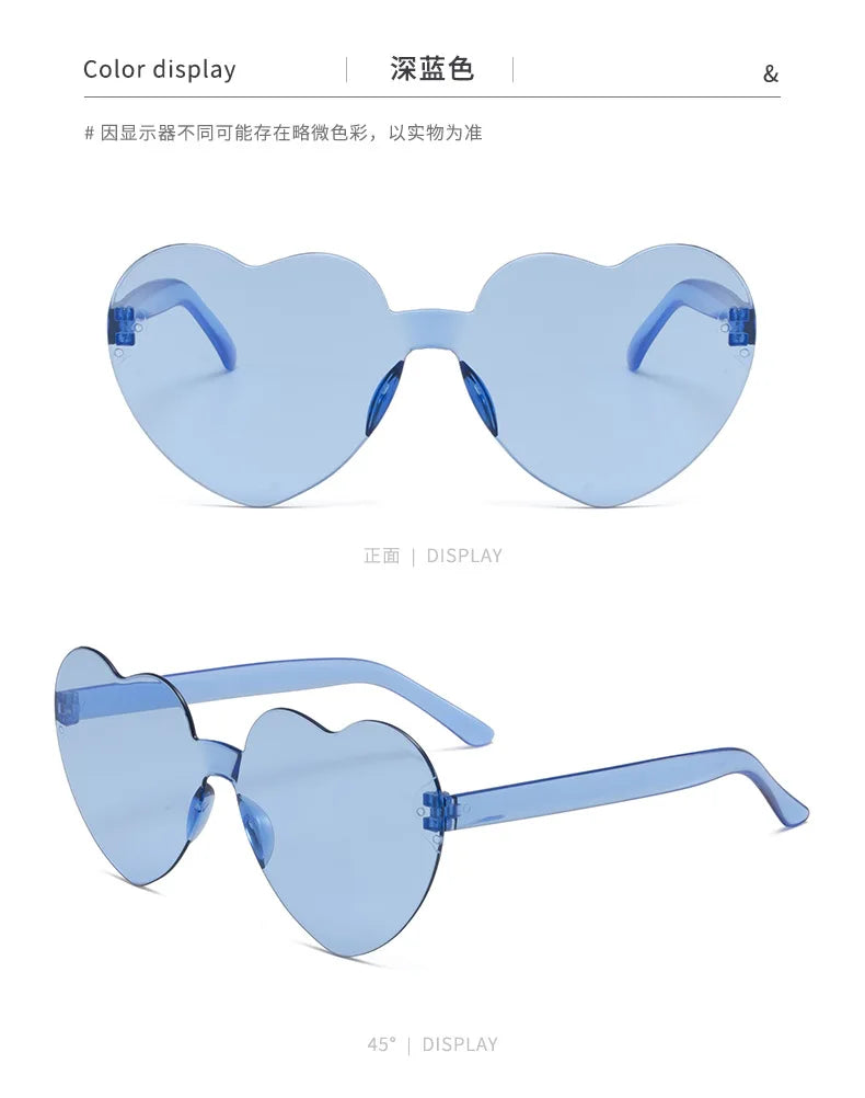 Thick piece peach heart sunglasses frameless heart shaped party glasses