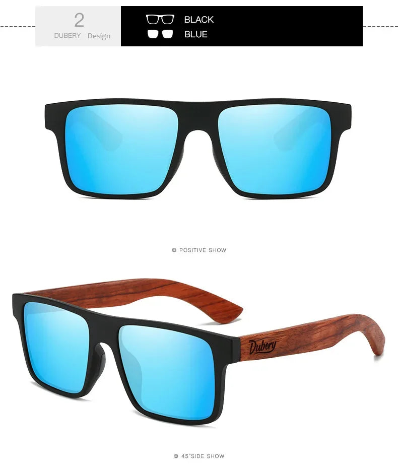 DUBERY Exclusive Design Vintage Men's Glasses Walnut Wooden Sunglasses UV400 Protection Fashion Square Sun glasses Women d833