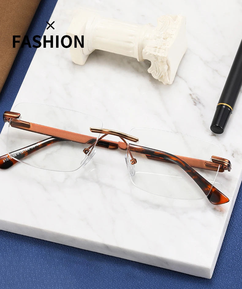 Fashion Titanium Rimless Eyeglasses Frame Brand designer Men Glasses Reading Glasses Optical Prescpriton Lenses Glasses