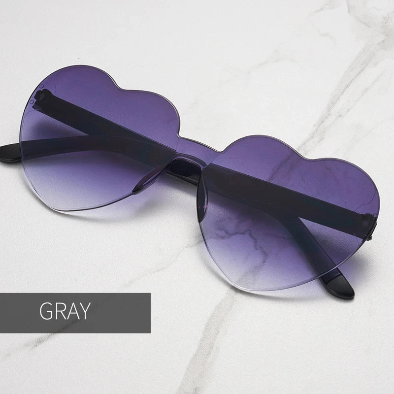 Thick piece peach heart sunglasses frameless heart shaped party glasses
