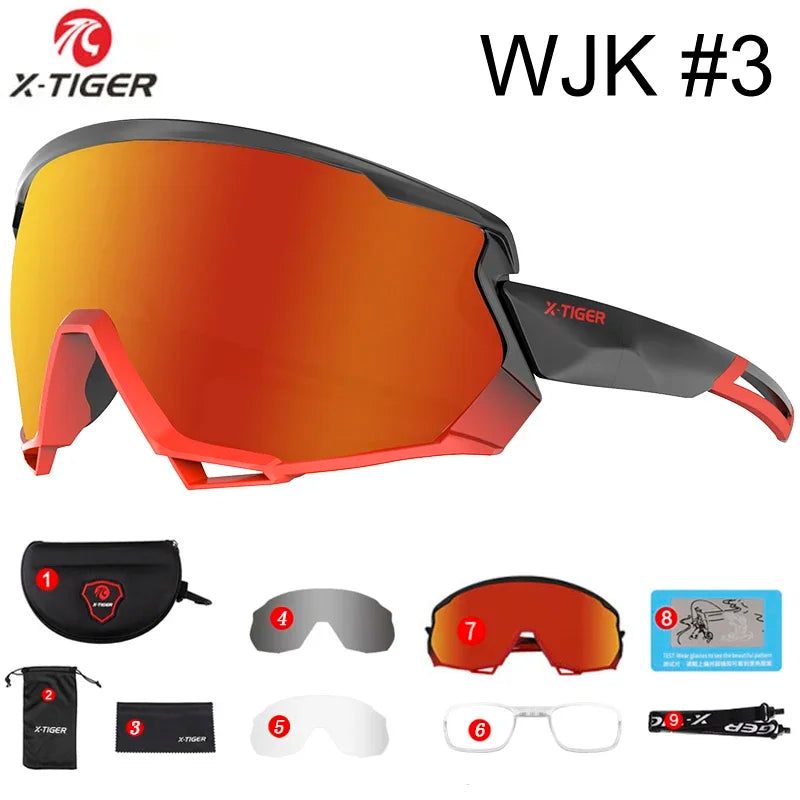 X-TIGER Bike Polarized Sports Sunglasses with 5 Interchangeable Lenses for Mens Womens Baseball Running Fishing Cycling Eyewear