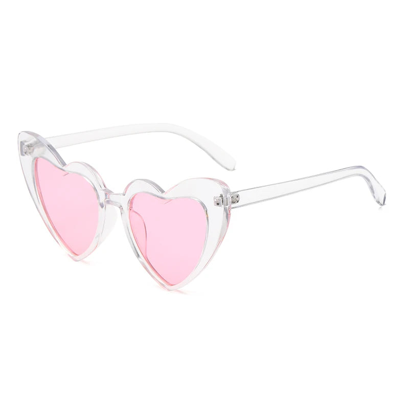 2024 New Heart shaped Cat Eye Sunglasses Women Large Frame Glasses  Flash Color Personality Design Fashion Accessories