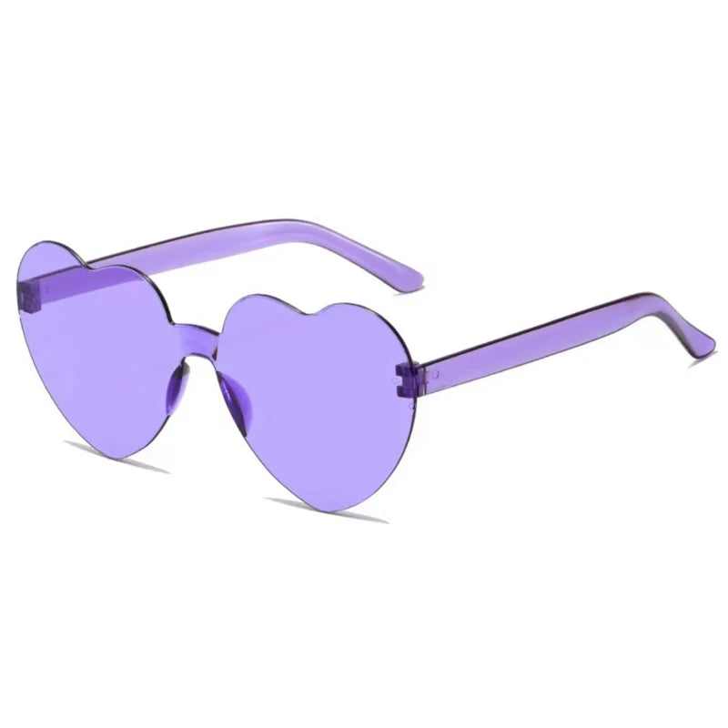2024 New Love Sunglasses Jelly Color Frameless Heart-shaped Sunglasses Dazzling Color Sunglasses