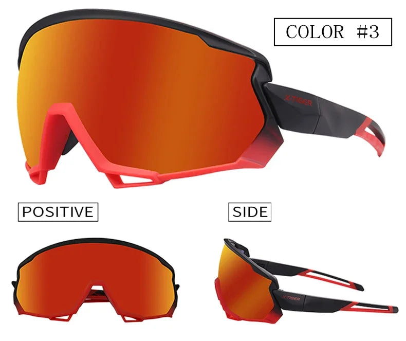 X-TIGER Bike Polarized Sports Sunglasses with 5 Interchangeable Lenses for Mens Womens Baseball Running Fishing Cycling Eyewear