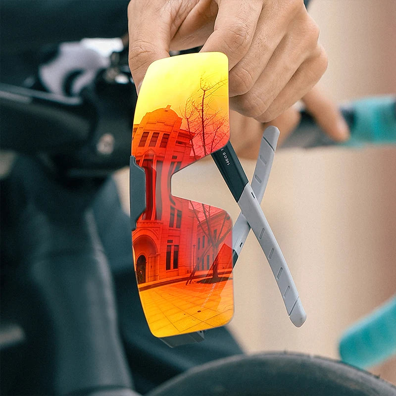 WEST BIKING Photochromic Cycling Sunglasses Flip Up Lens Polarized Glasses Fit Over Sunshade MTB Road Bike Night Driving Eyewear