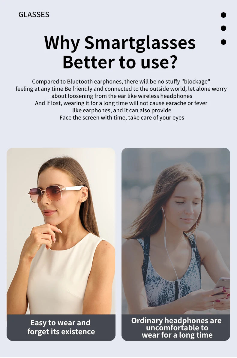 MZ02 New Bluetooth Smart Glasses Wireless Bluetooth Headset Outdoor UV Protection Sunglasses Men Women Nylon Lenses Eyeglasses