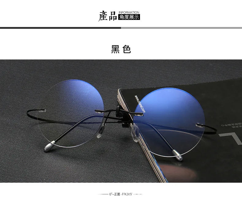 +1.0 +4.0 Steve Jobs Star StyleUltra-light Rimless Round Reading  Eyeglasses presbyopicOptical Glasses Frame Men Eyewear
