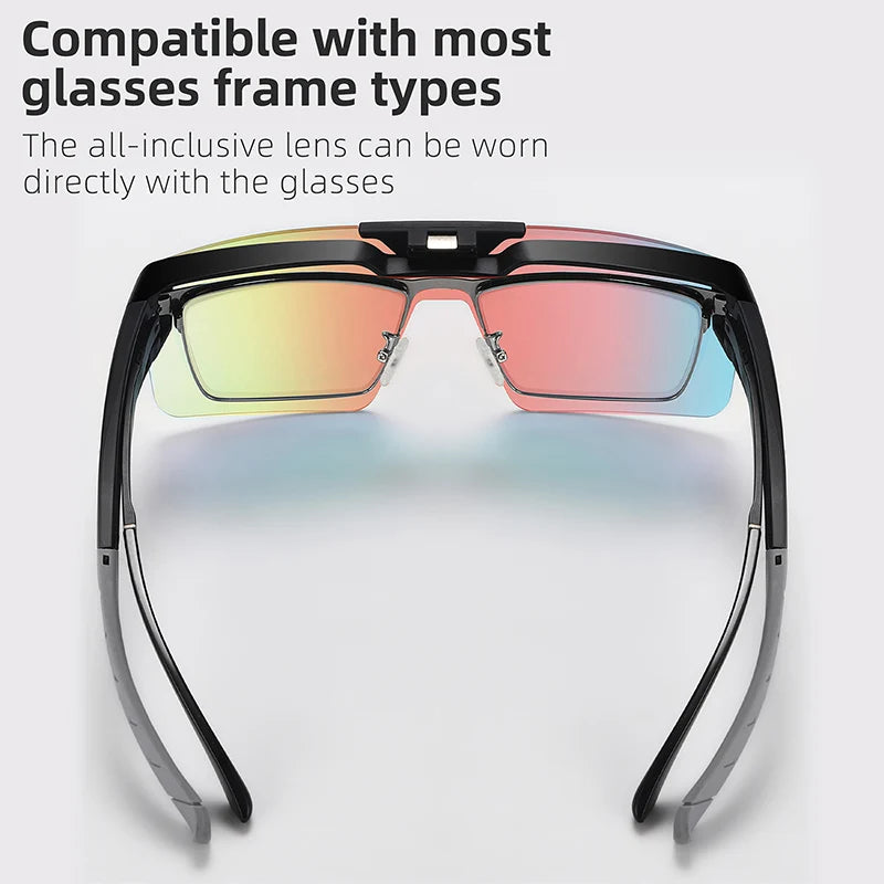 WEST BIKING Photochromic Cycling Sunglasses Flip Up Lens Polarized Glasses Fit Over Sunshade MTB Road Bike Night Driving Eyewear