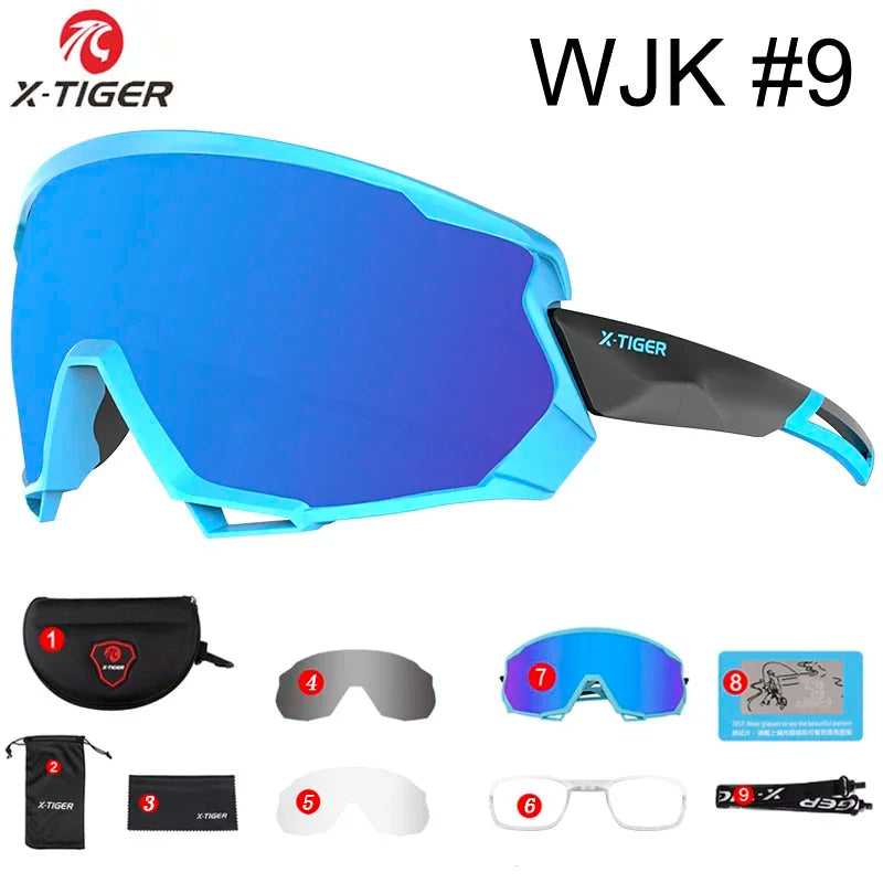 X-TIGER Bike Polarized Sports Sunglasses with 5 Interchangeable Lenses for Mens Womens Baseball Running Fishing Cycling Eyewear
