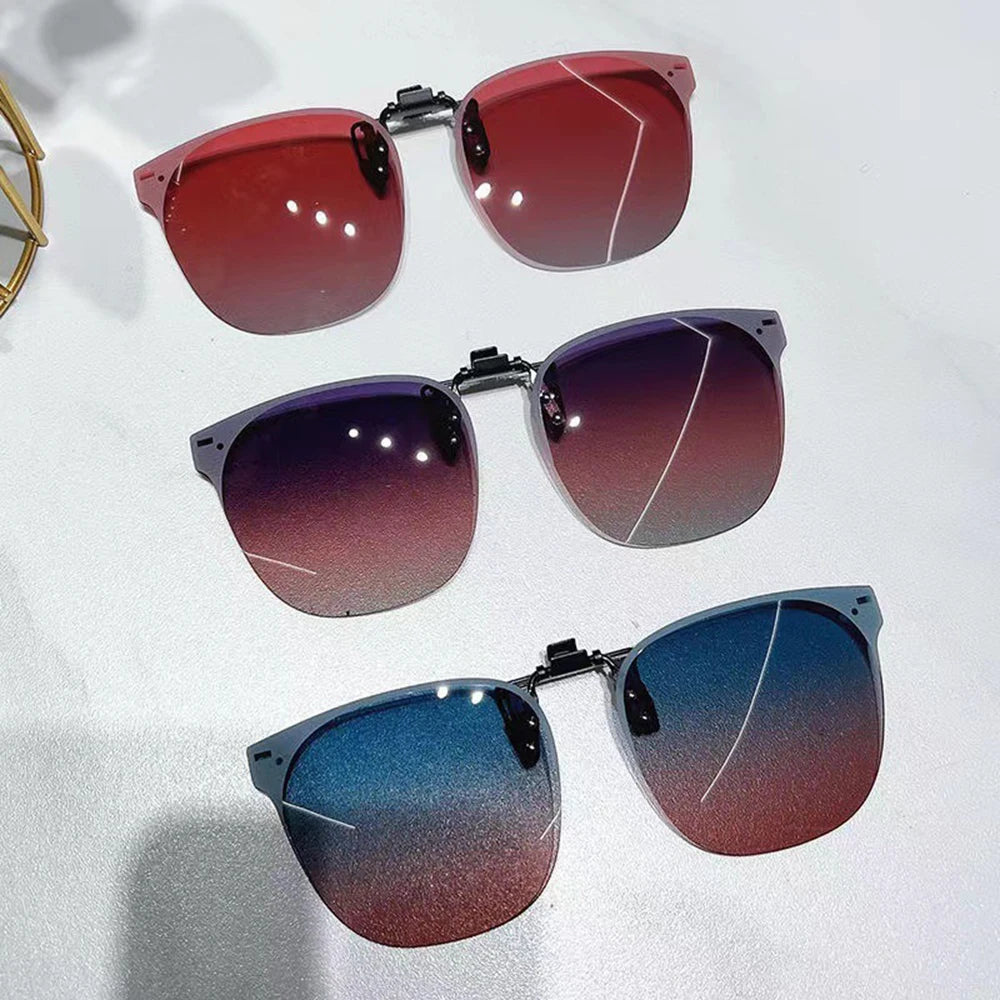 Men Clip On Sunglasse Polarized Flip up Glasses Women Gradient Photochromic Anti UV400 Sunglasses Night Vison Goggles KLASSNUM