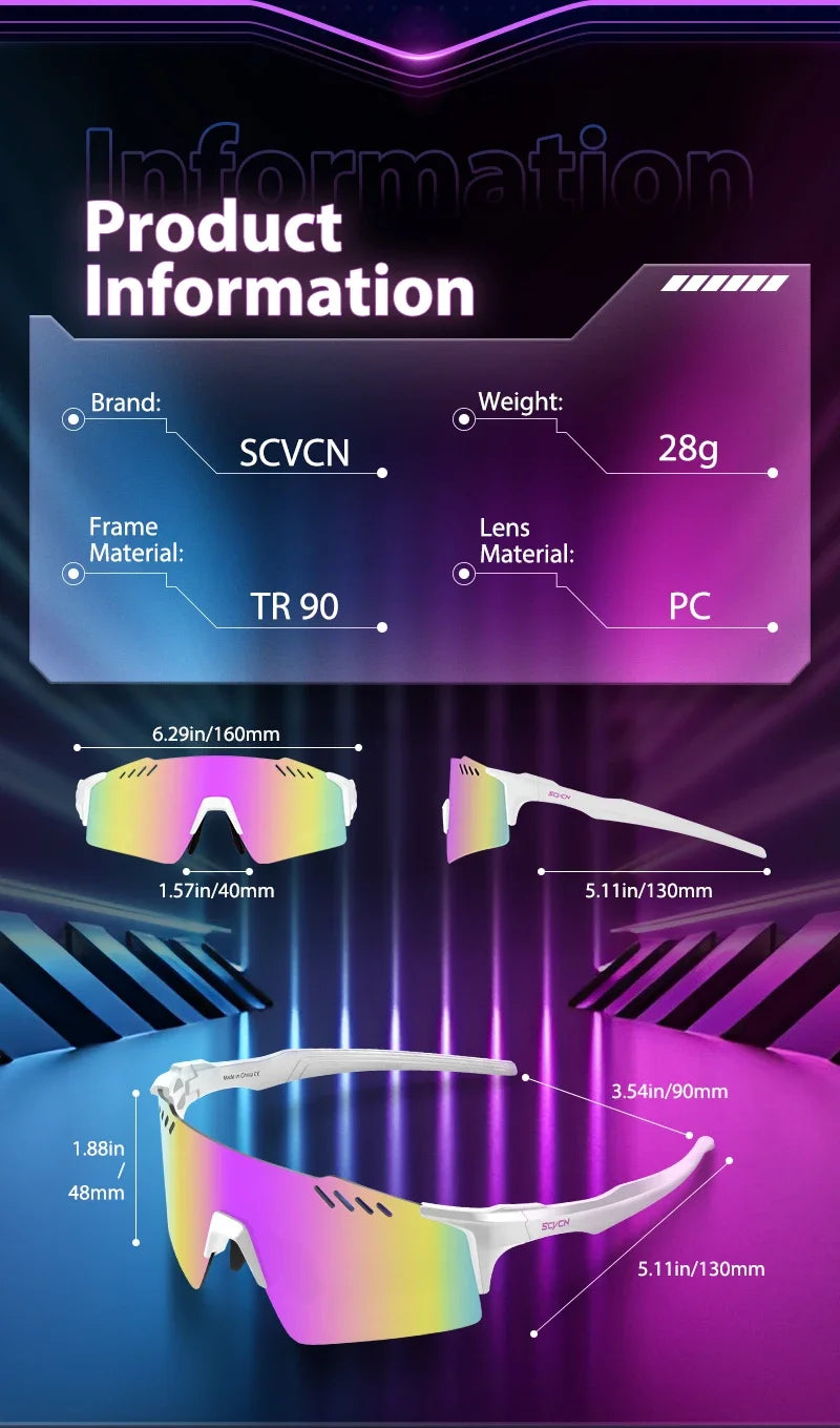 SCVCN Photochromic Sports Sunglasses for Men Cycling Glasses Mountain MTB Bike Road UV400 Bicycle Eyewear Sun Fashion Equipment