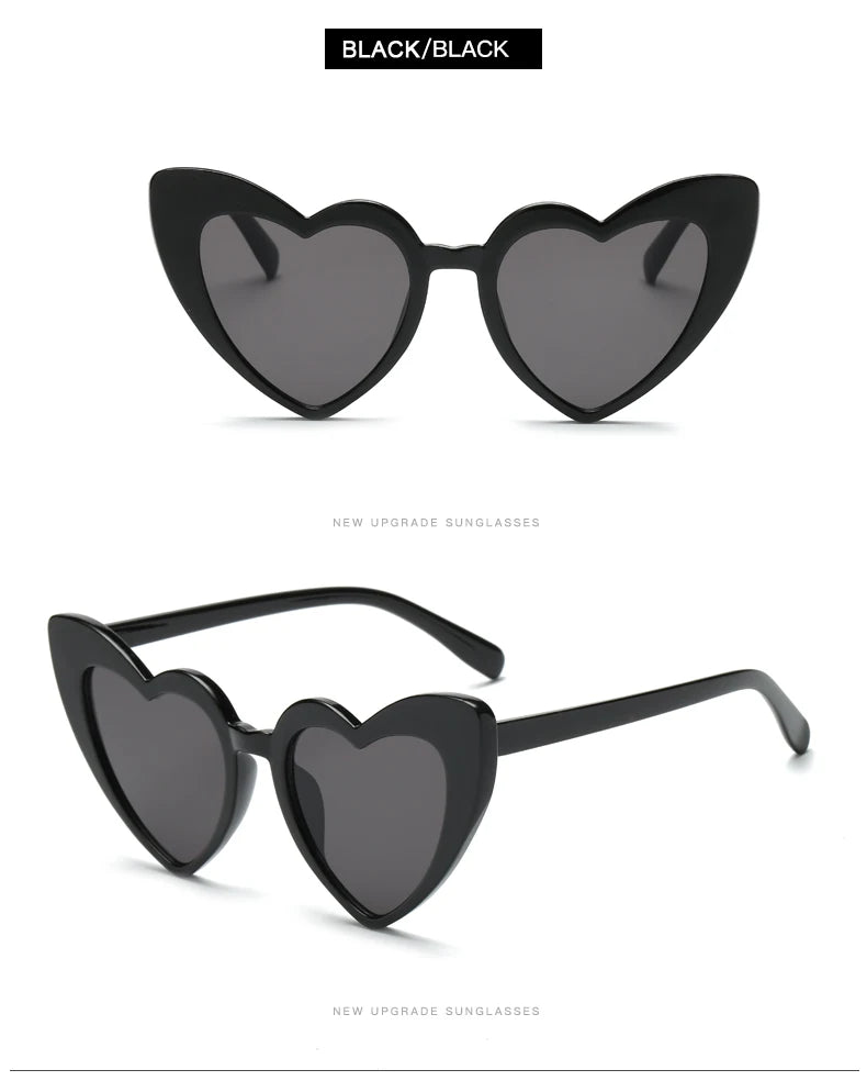 2024 New Heart shaped Cat Eye Sunglasses Women Large Frame Glasses  Flash Color Personality Design Fashion Accessories