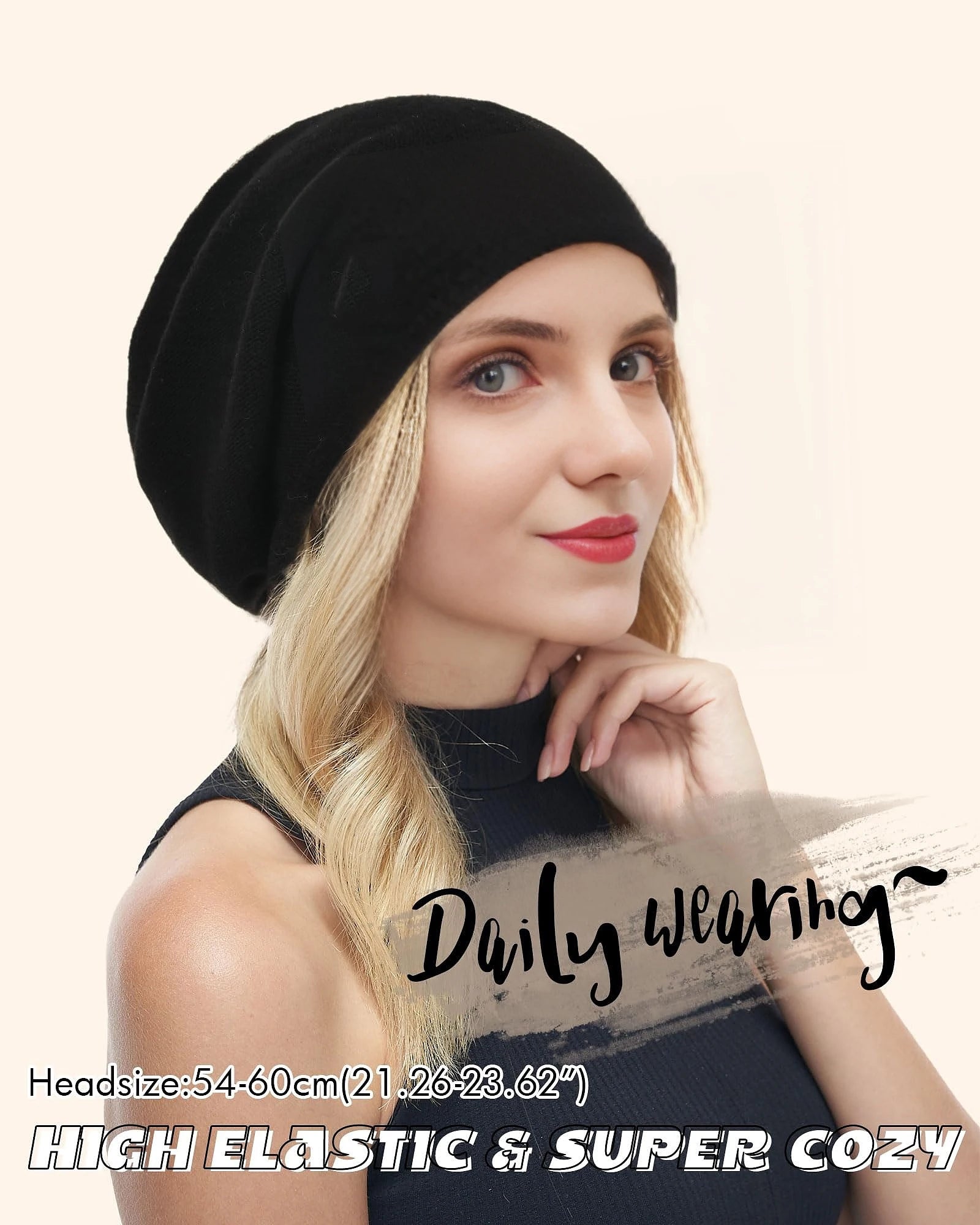 Women Knitted Wool Beanies Cap Winter Soft Warm Cashmere Blend Slouchy Hat Crimping Chemo Caps Cancer Headwear Skullies Female