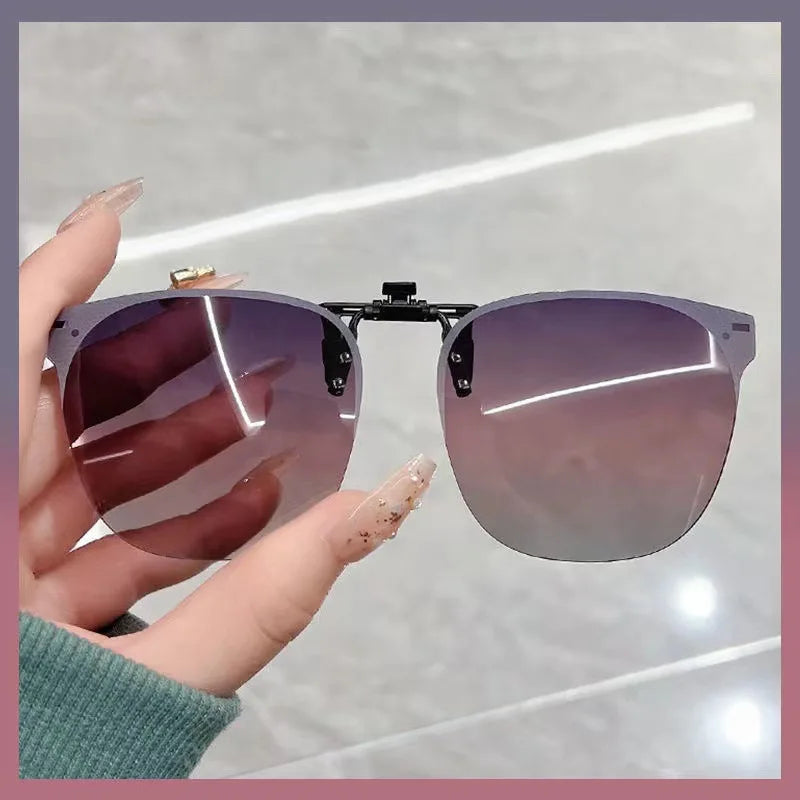 Men Clip On Sunglasse Polarized Flip up Glasses Women Gradient Photochromic Anti UV400 Sunglasses Night Vison Goggles KLASSNUM