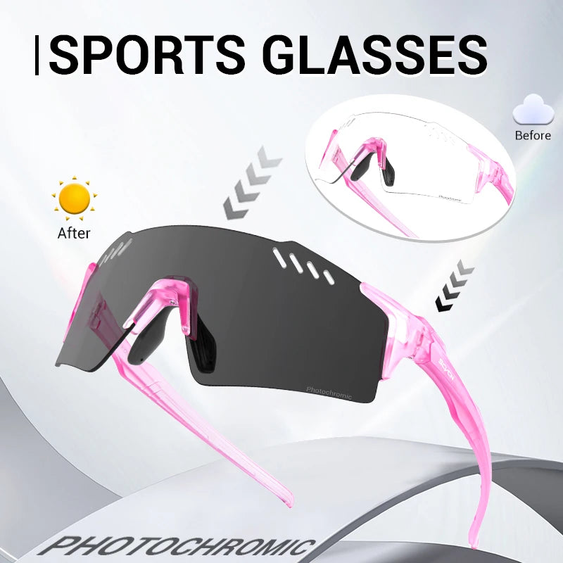 SCVCN Photochromic Sports Sunglasses for Men Cycling Glasses Mountain MTB Bike Road UV400 Bicycle Eyewear Sun Fashion Equipment