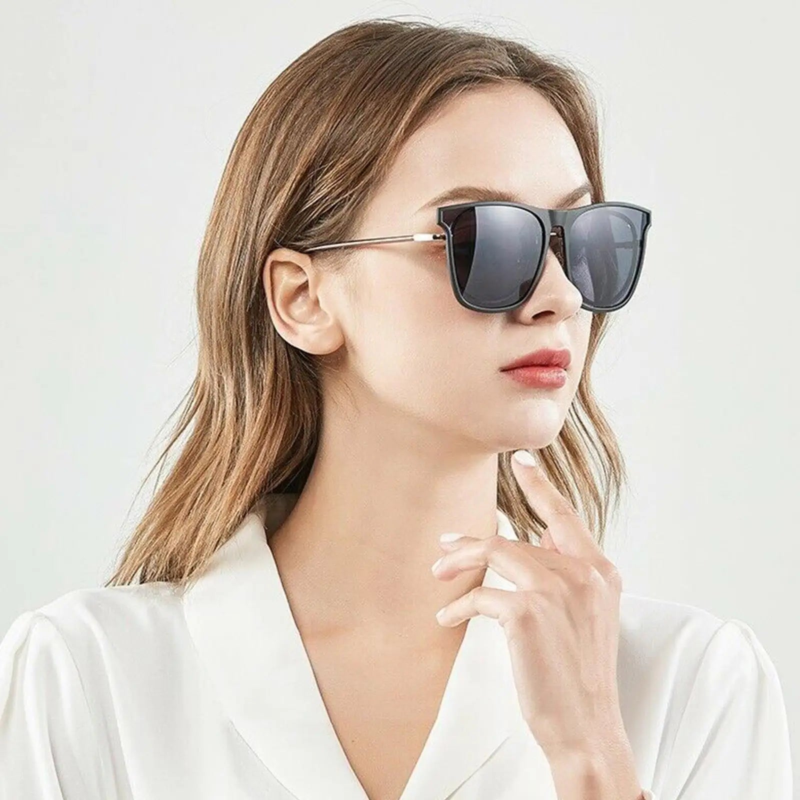 New Polarized Flip-up Sunglasses Clips For Myopia Glasses Retro Big Size Square TAC Material Glasses Clip-on Sunglass Clip