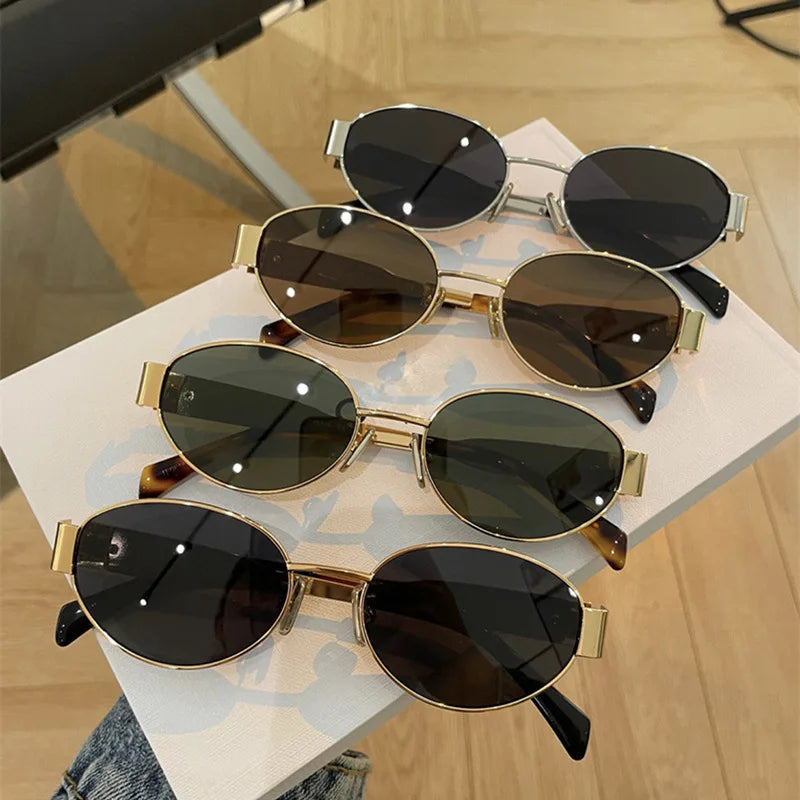 New Sunglasses For Women And Men UV400 Sun Glasses Alloy Oval Eyewear