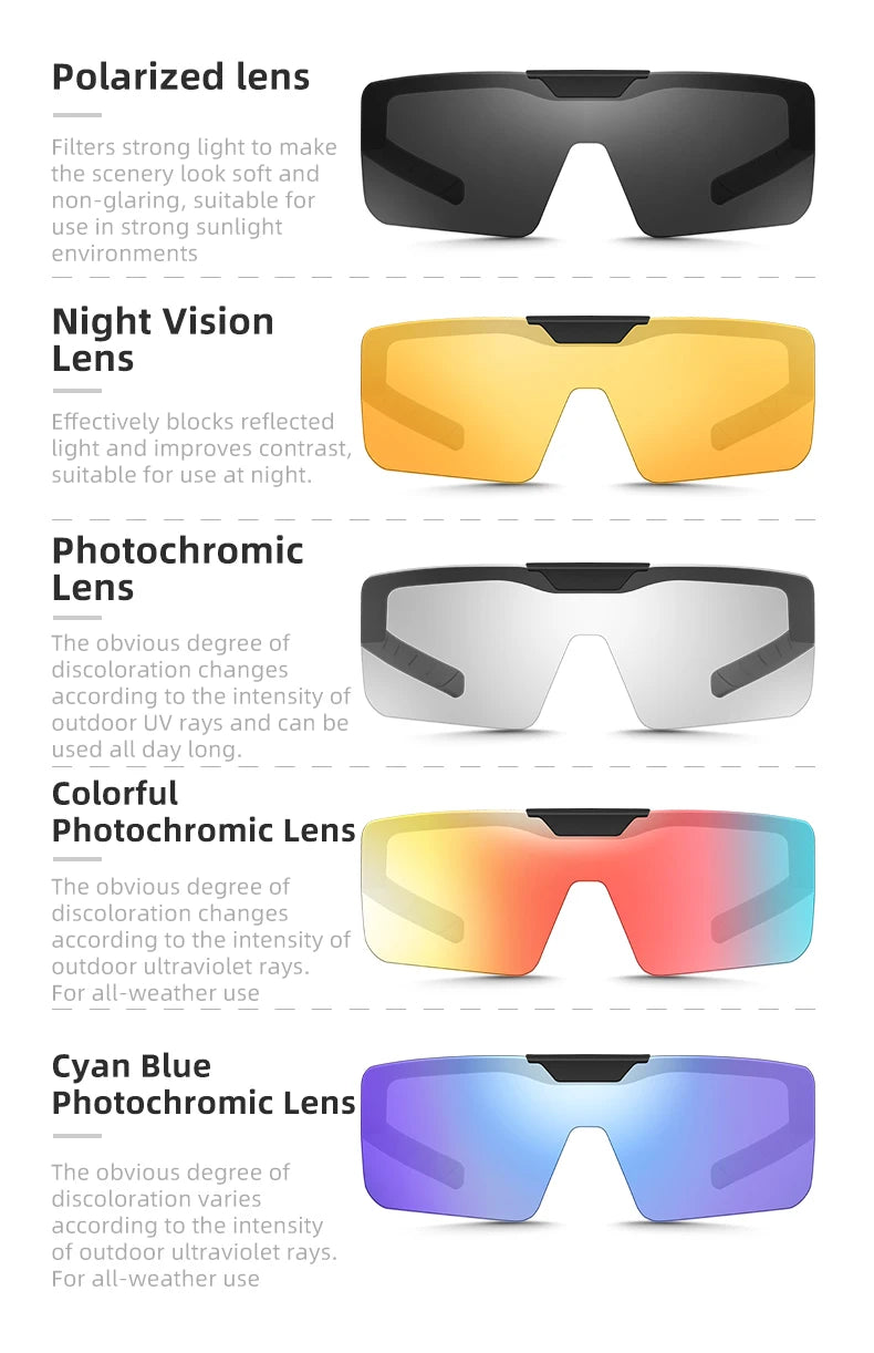 WEST BIKING Photochromic Cycling Sunglasses Flip Up Lens Polarized Glasses Fit Over Sunshade MTB Road Bike Night Driving Eyewear