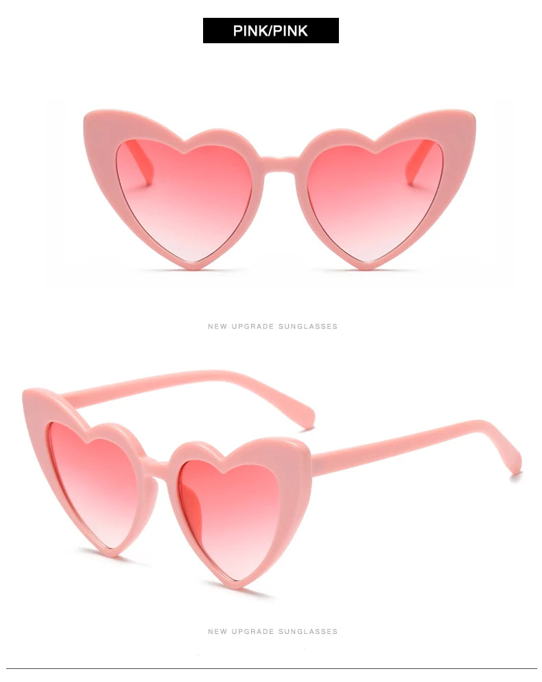 2024 New Heart shaped Cat Eye Sunglasses Women Large Frame Glasses  Flash Color Personality Design Fashion Accessories