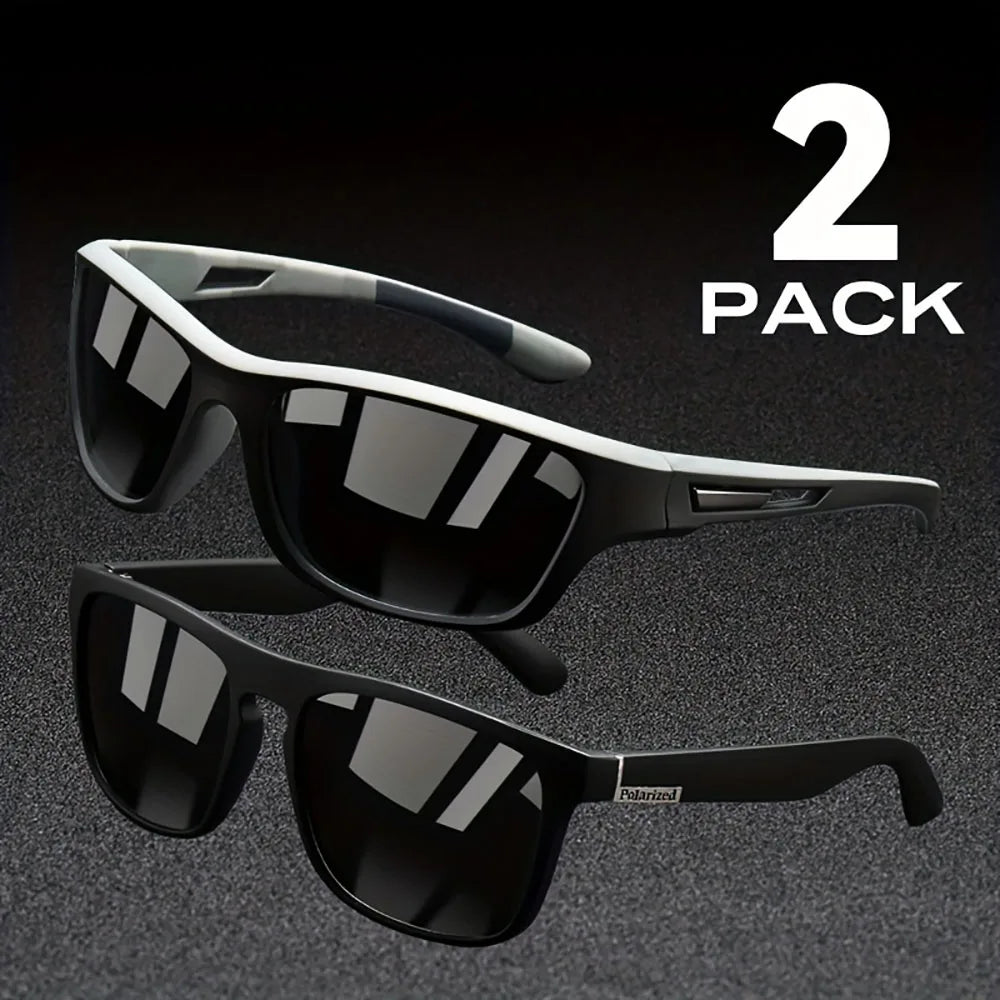 2pcs Polarized UV Protection Sunglasses Anti Glare Sun Shades For Summer Party Vacation Travel Driving Fishing