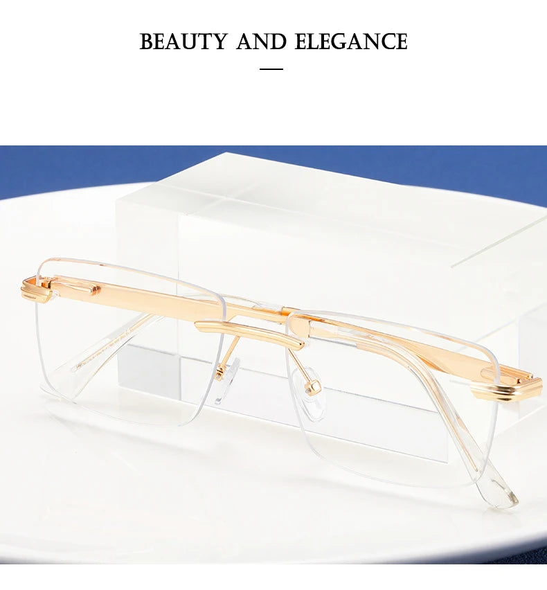Fashion Titanium Rimless Eyeglasses Frame Brand designer Men Glasses Reading Glasses Optical Prescpriton Lenses Glasses