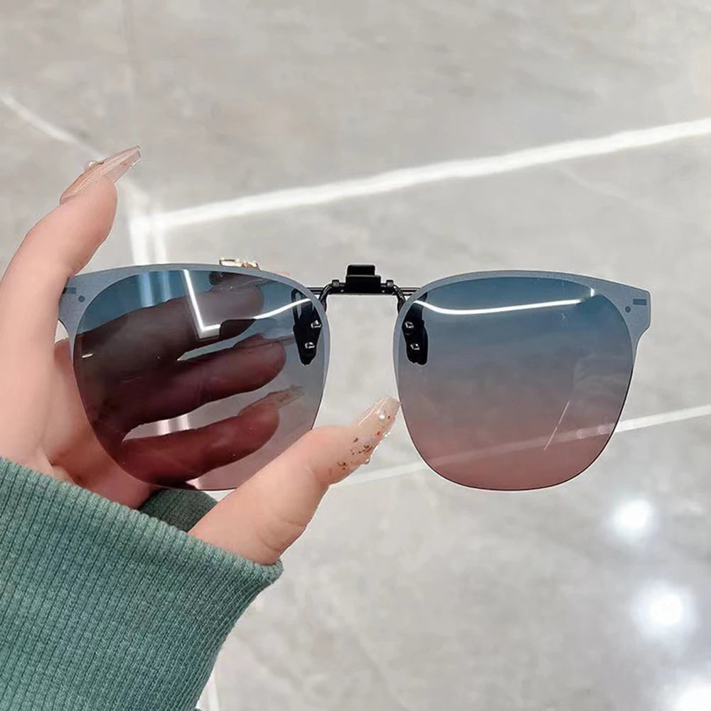 Men Clip On Sunglasse Polarized Flip up Glasses Women Gradient Photochromic Anti UV400 Sunglasses Night Vison Goggles KLASSNUM