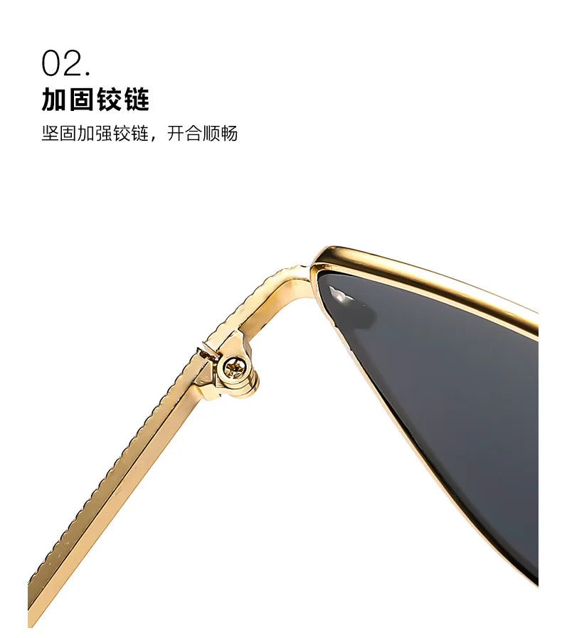 New Retro Metal Small Frame Cat-eye Sunglasses Womean Style European And American Fashion Street Photo Decorative Sungla Uv400