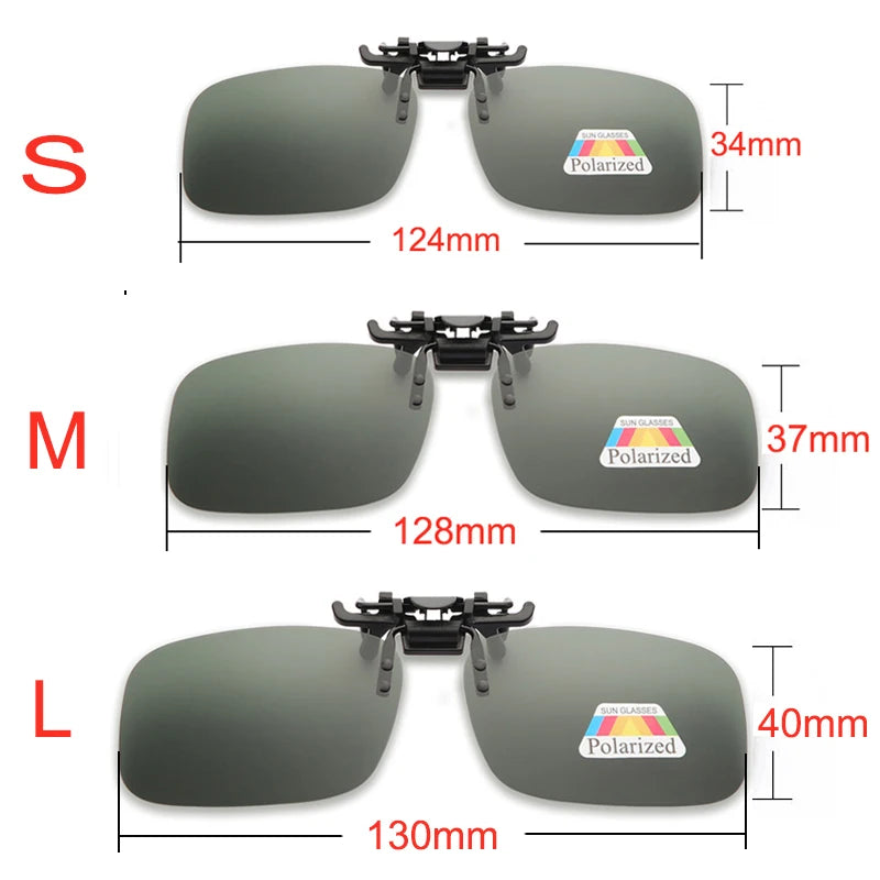 Unisex Grey Lenses Polarized Sunglasses Clip on Flip Up Men Women UV 380 Driving Fishing Night Vision Glasses Clips Anti Glare
