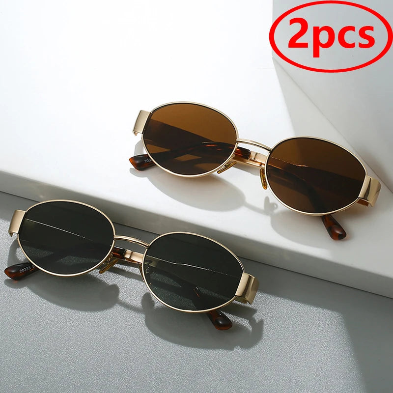 New Sunglasses For Women And Men UV400 Sun Glasses Alloy Oval Eyewear