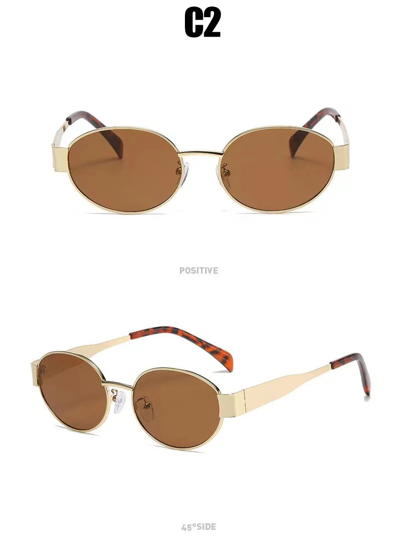 New Sunglasses For Women And Men UV400 Sun Glasses Alloy Oval Eyewear