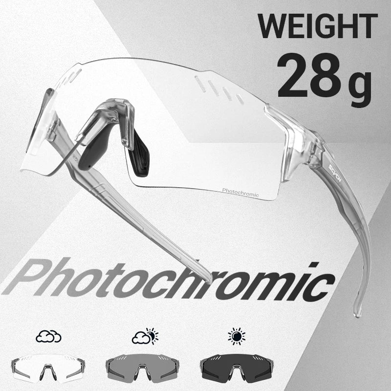 SCVCN Photochromic Sports Sunglasses for Men Cycling Glasses Mountain MTB Bike Road UV400 Bicycle Eyewear Sun Fashion Equipment