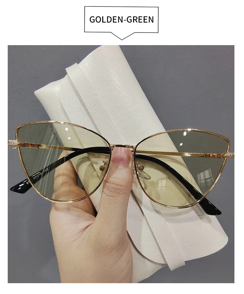 New Retro Metal Small Frame Cat-eye Sunglasses Womean Style European And American Fashion Street Photo Decorative Sungla Uv400