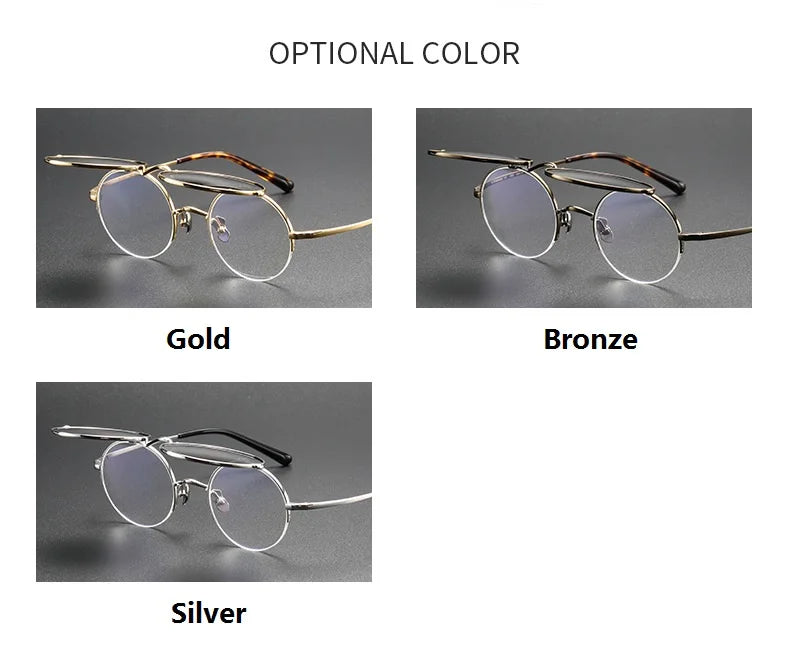 Japaneses Fashion Vintage Round Half Rimless Glasses Frame Men Women KMN54 Ultralight Sunglasses Clip Eyeglasses UV400 Titanium