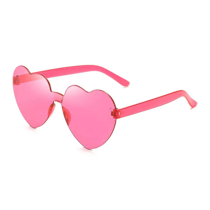 2024 New Love Sunglasses Jelly Color Frameless Heart-shaped Sunglasses Dazzling Color Sunglasses