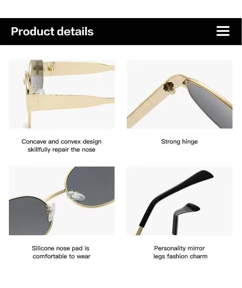Retro Oval Sunglasses for Women Men Trendy Small Metal Frame Sun Glasses Classic Shades UV400 Protection