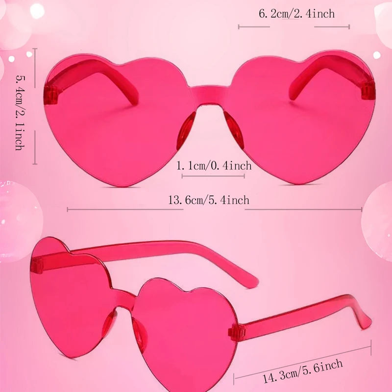 2024 New Love Sunglasses Jelly Color Frameless Heart-shaped Sunglasses Dazzling Color Sunglasses