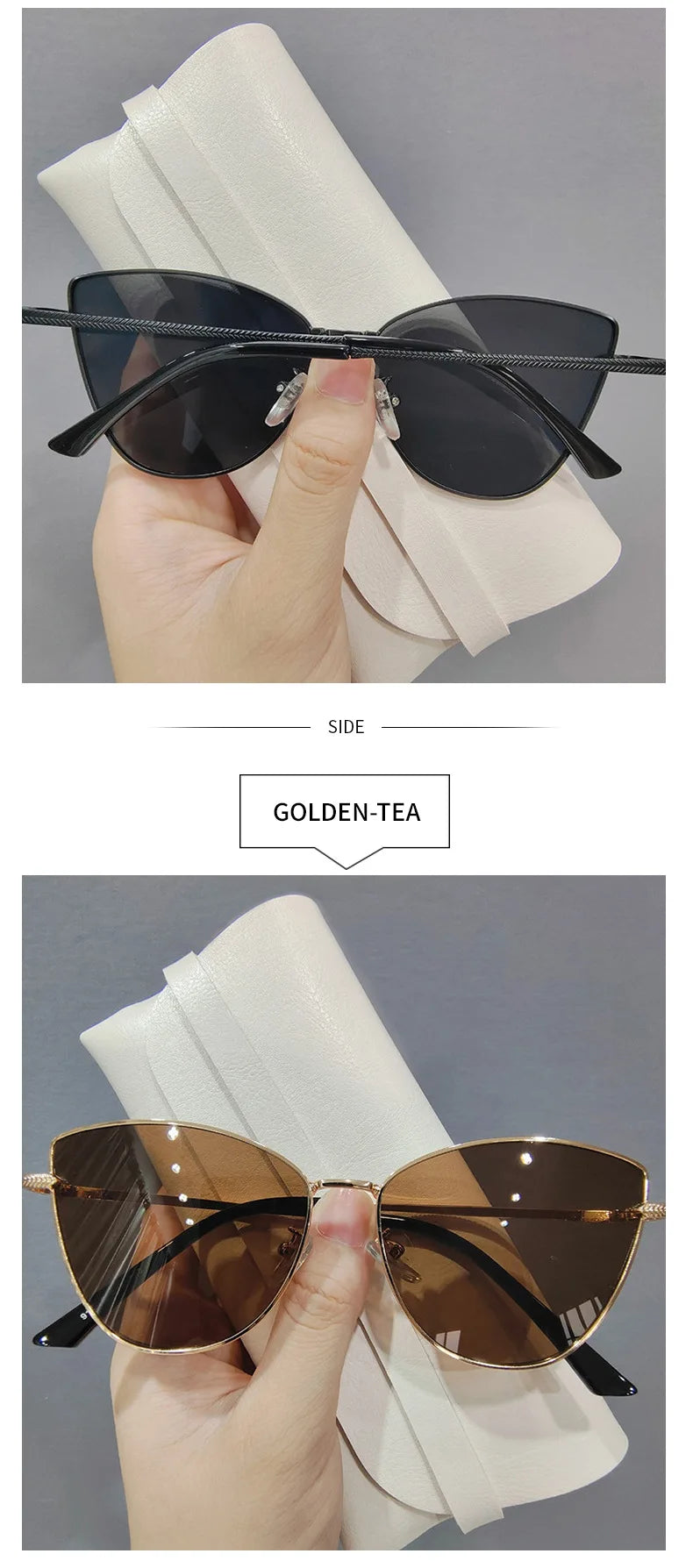 New Retro Metal Small Frame Cat-eye Sunglasses Womean Style European And American Fashion Street Photo Decorative Sungla Uv400