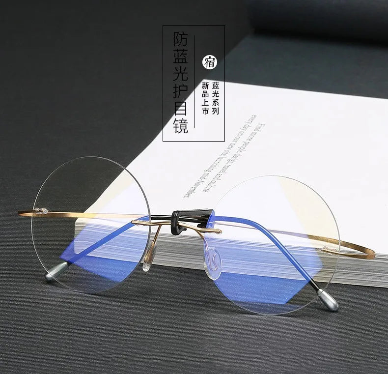 +1.0 +4.0 Steve Jobs Star StyleUltra-light Rimless Round Reading  Eyeglasses presbyopicOptical Glasses Frame Men Eyewear