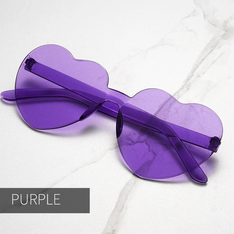 Thick piece peach heart sunglasses frameless heart shaped party glasses