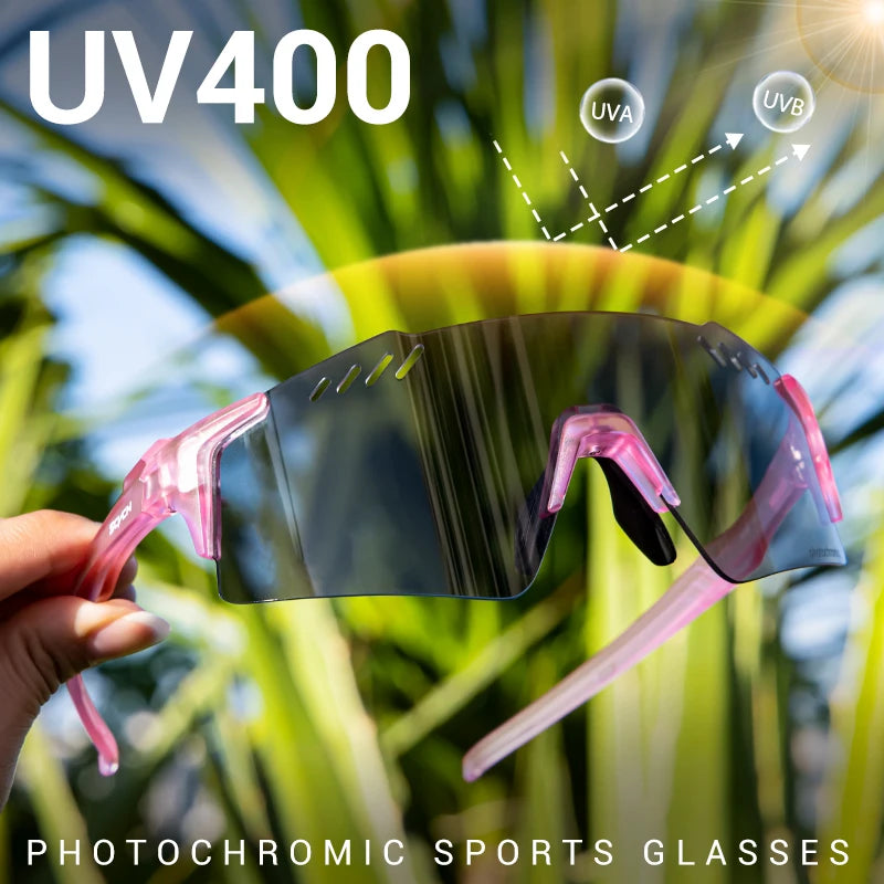 SCVCN Photochromic Sports Sunglasses for Men Cycling Glasses Mountain MTB Bike Road UV400 Bicycle Eyewear Sun Fashion Equipment