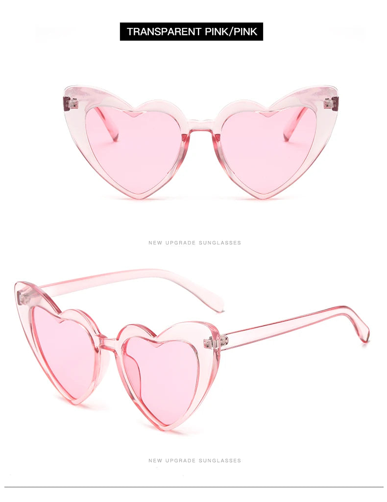 2024 New Heart shaped Cat Eye Sunglasses Women Large Frame Glasses  Flash Color Personality Design Fashion Accessories